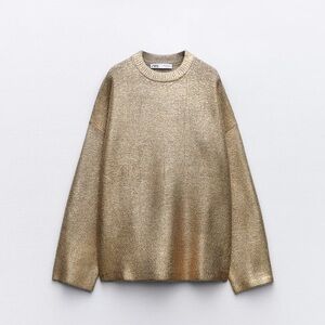 ZARA gold metallic oversized sweater